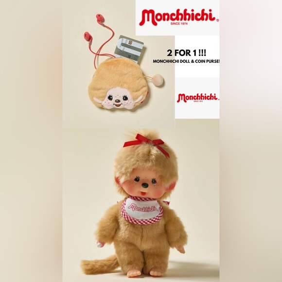 NIB MONCHHICHI DOLL & AN ADORABLE MATCHING WALLET/CARD/COIN BAG! - Picture 1 of 4
